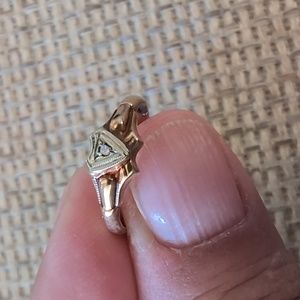 10k Gold and Diamond Antique Vintage Girls Ring Size US3